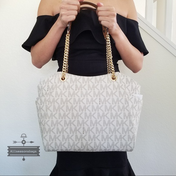 Michael Kors Large Jet Set Vanilla Chain Tote NWT - Picture 7 of 8